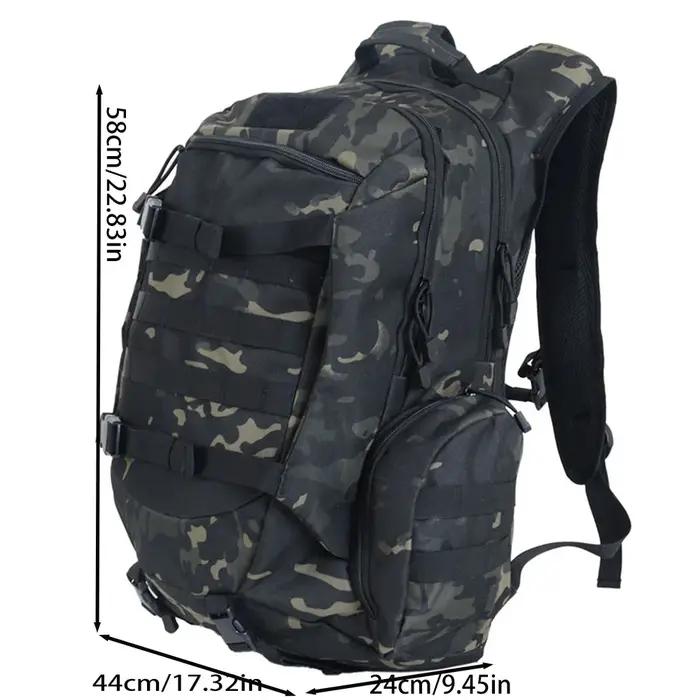 Sac à dos de randonnée et de camping extérieur 45L grande capacité, sac à dos tactique camouflage pl