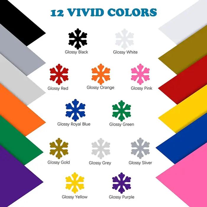 HTVRONT 12 pièces 12X5ft rouleaux de vinyle adhésifs permanents multicolores pour Cricut artisanat b