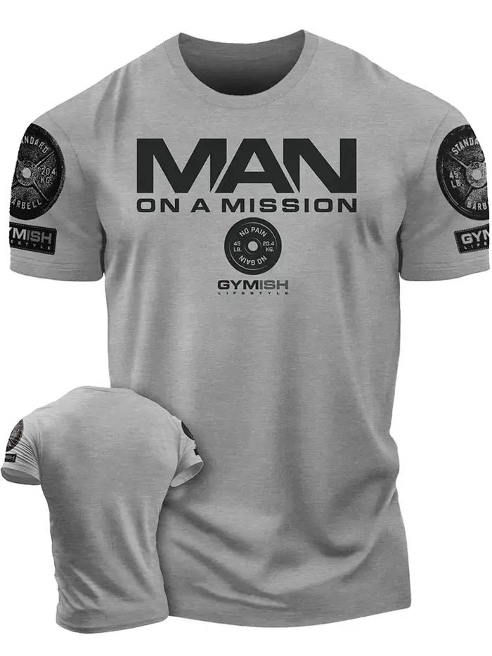 T-shirt col rond pour hommes, confortable et respirant, avec lettres imprimées, pour entraînement mu
