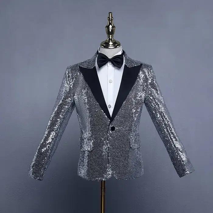 Veste de brevà Paillettes pour Garçon, Blazer Brcorporelle, Robe Formelle Trempée, Vêtements de ixde