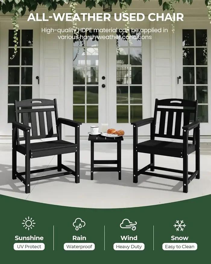 Ensemble de 2 chaises de patio résistantes aux intempéries - Chaises de salle à manger d'extérieur e