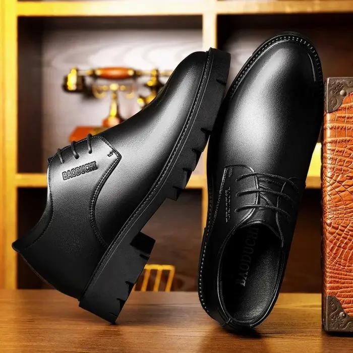 Chaussures pour hommes en cuir de vache augmentant la hauteur de 7cm, chaussures formelles à semelle
