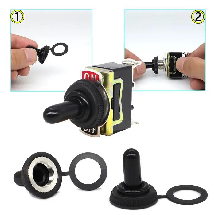 10 pièces interrupteur à bascule 15A 250V ON/OFF SPST 2Pin robuste voiture bateau avec capuchon de c
