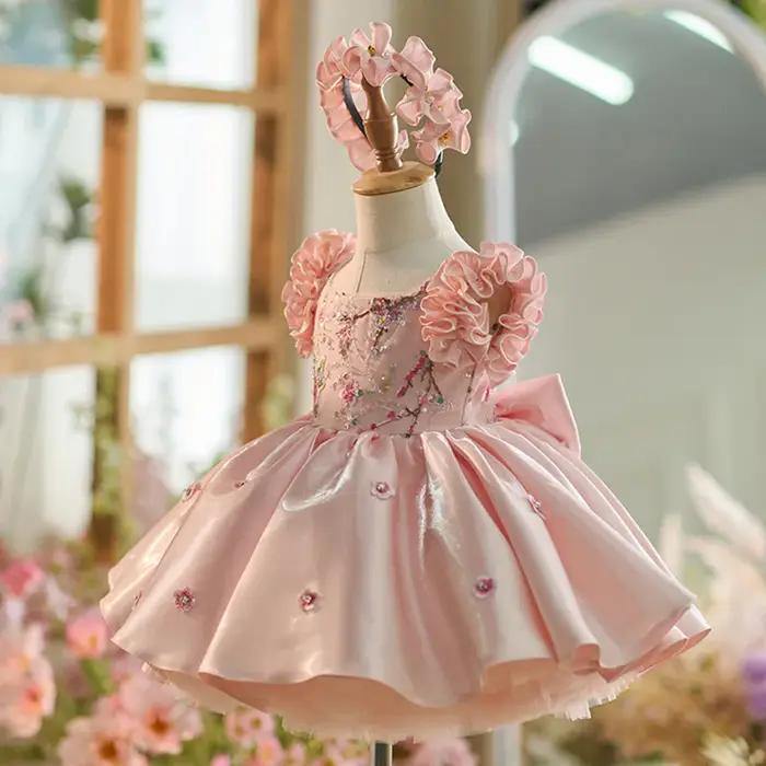 Robe de soirée haut de gamme pour bébé fille, vêtements pour enfants doux, 0-4 ans, littérature, nou