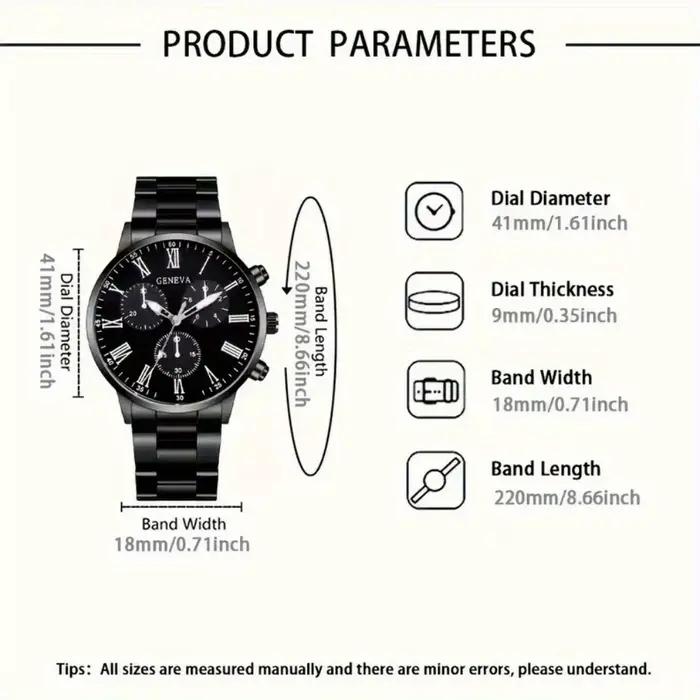 Ensemble de montres à quartz de luxe pour hommes, 2 pièces, vêtements d'affaires et décontractés, ca