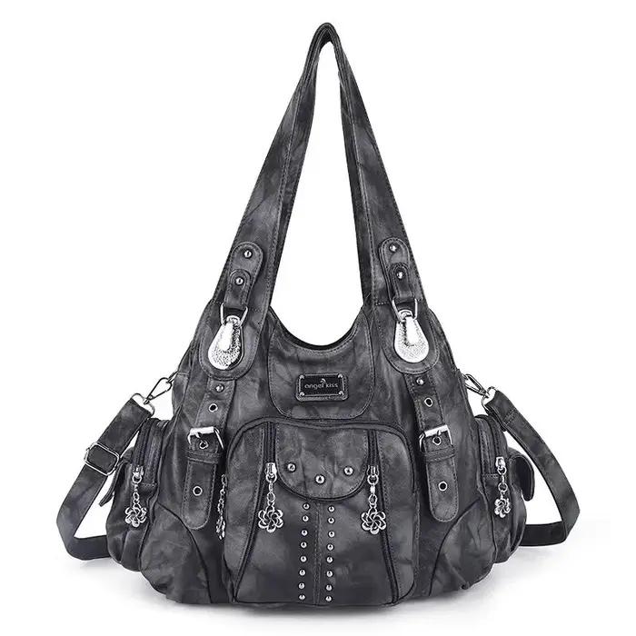 Sac à main vintage pour femme, grand sac fourre-tout en PU avec poignée supérieure, sac à bandoulièr