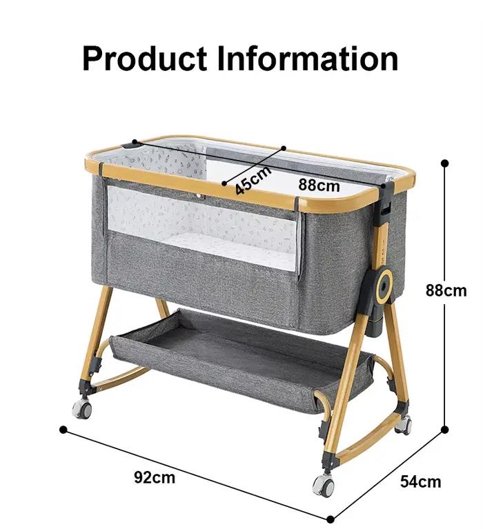 Lit bébé multifonctionnel avec réglage de hauteur pliable, berceau, lit de couchage, lit d'appoint p