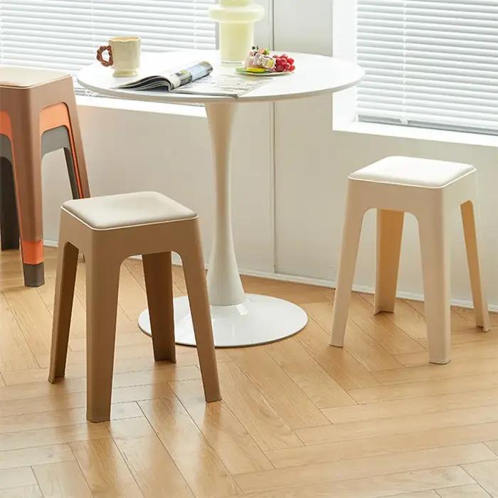 Nouveau tabouret en plastique pour la maison, simple, empilable, tabouret de salle à manger, luxe lé