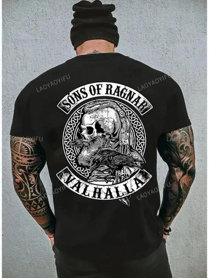 T-shirt col rond doux et respirant pour hommes, motif imprimé crâne américain, adapté aux loisirs de