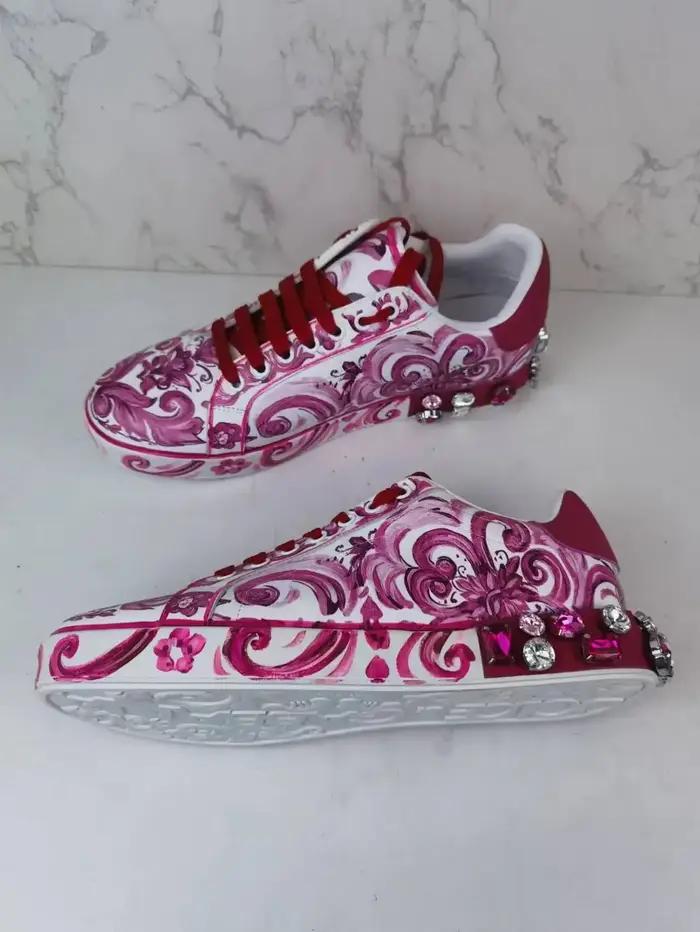 Chaussures plates décontractées à motif floral vert en porcelaine, style Country Tide, avec contrast