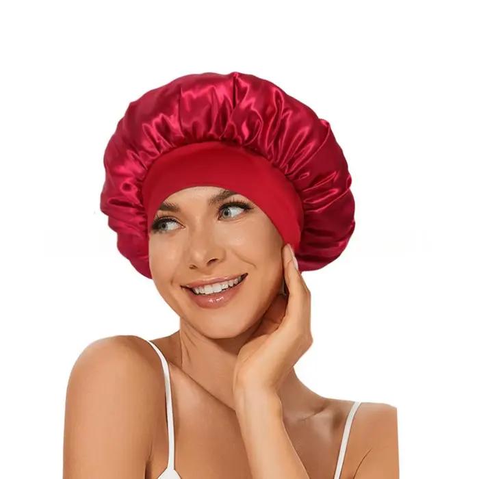 Bonnet élastique en Satin à large bande, bonnet de soins capillaires pour femmes, plusieurs Options
