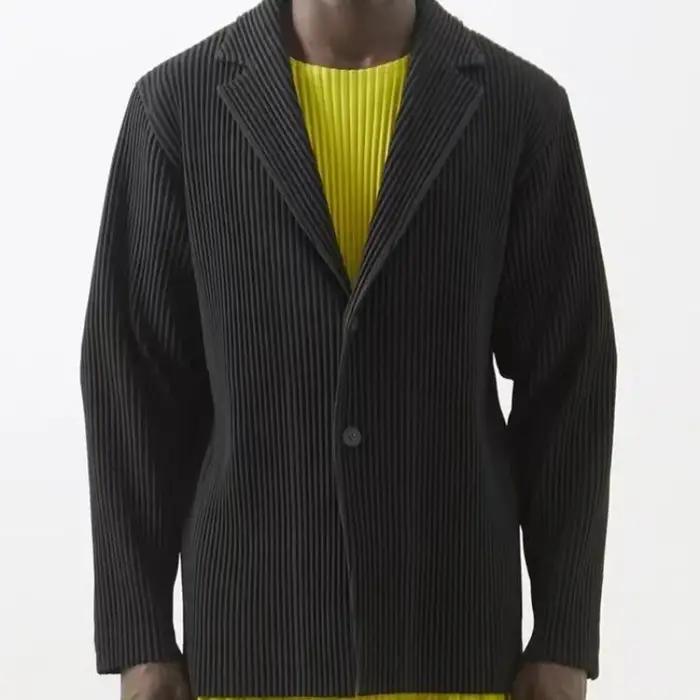 Veste plissée Miyake pour homme, nouvelle collection printemps 2026, manteau à manches longues, col