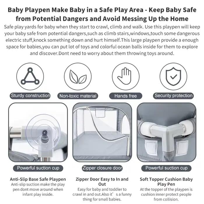 Parc pour bébé, barrière de sécurité pour enfant, clôture avec anneau de traction, boîte à balles, a