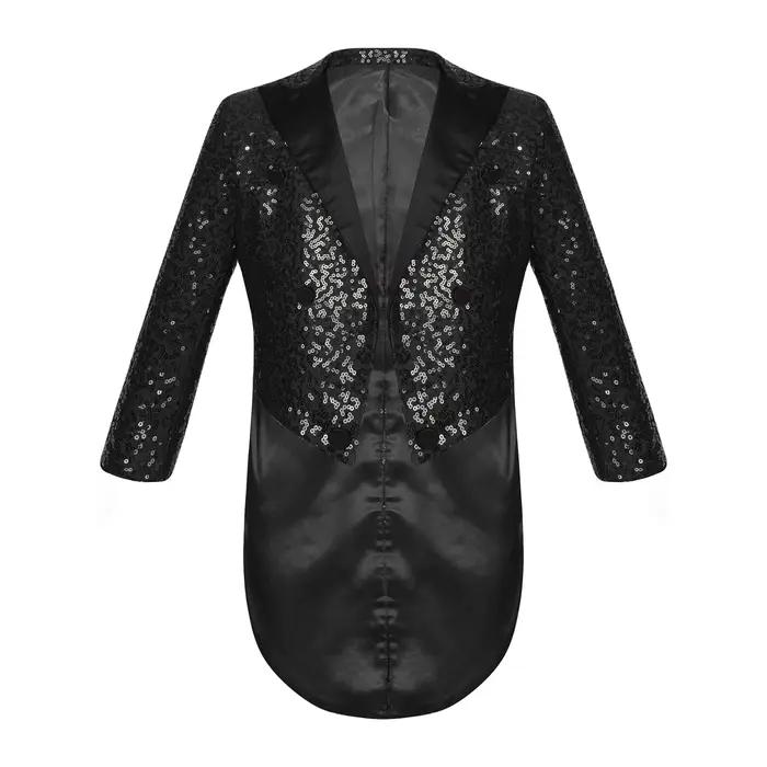Veste de manteau à paillettes pour enfants garçons, coupe classique, smoking avec queues, Blazer bri