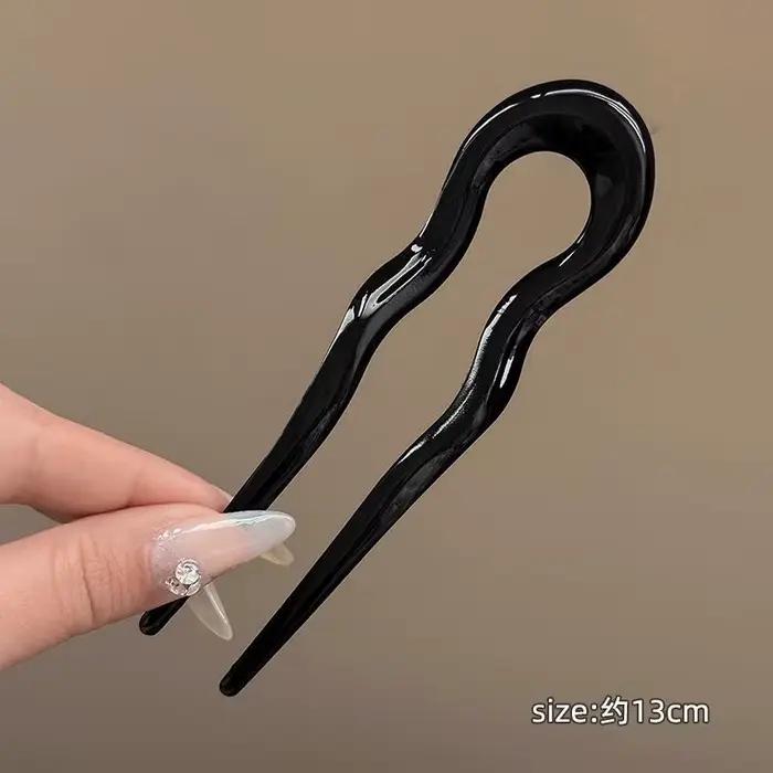 Fourchette à cheveux en forme de U, épingle à cheveux en acétate de écaille de tortue, Design géomét