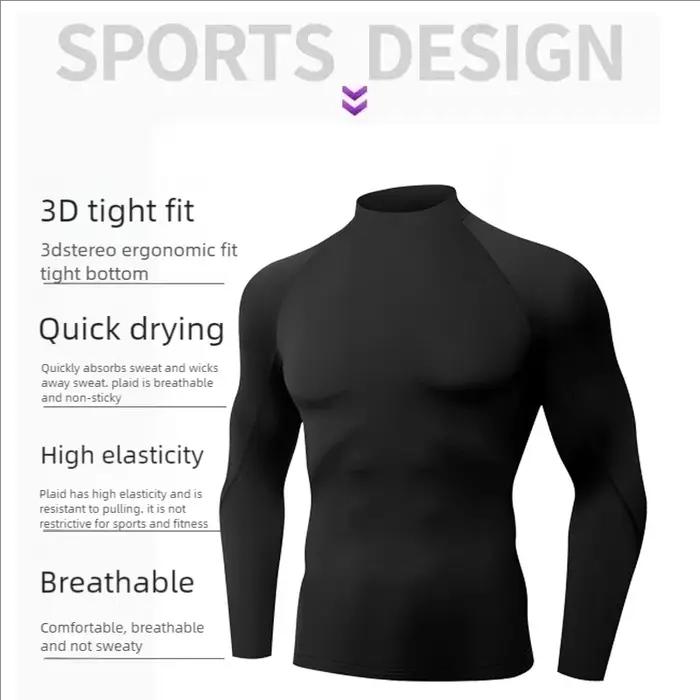 T-shirt à manches longues pour Homme, sous-vêtement thermique à col roulé, en molleton doux et fin d