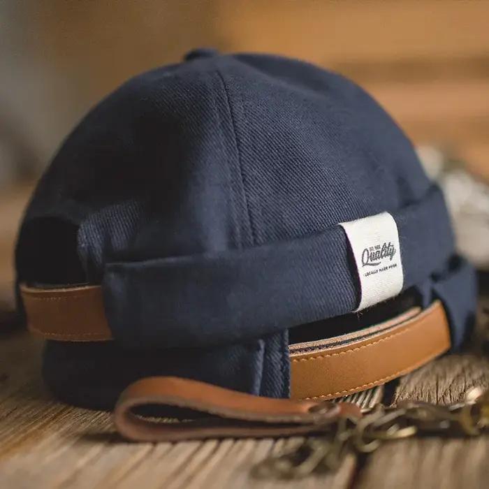 Maden hommes réglable Denim Beanie crâne casquette Dockworker chapeau rouleau manchette casquettes d