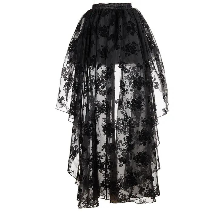 Jupe longue victorienne à motif floral rouge pour femmes, jupe Steampunk, vêtements gothiques, vêtem