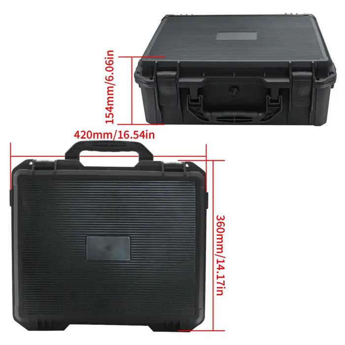 Valise noire étanche et durable pour appareil photo/outils, intérieur en mousse personnalisable, por