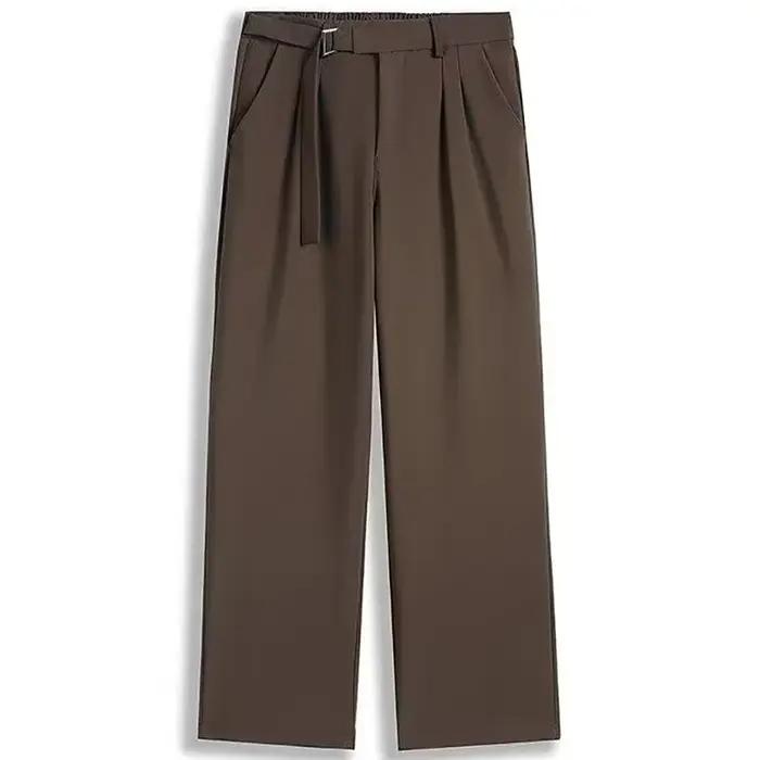 Pantalon de Costume Homme Taille Haute Printemps-Été, Coupe Droite Ample et Décontractée, Jambe Larg