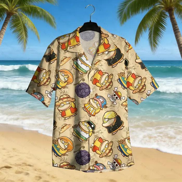 Chemise hawaïenne Psyduck, chemise boutonnée tropicale verte, tenue de plage d'été amusante unisexe,