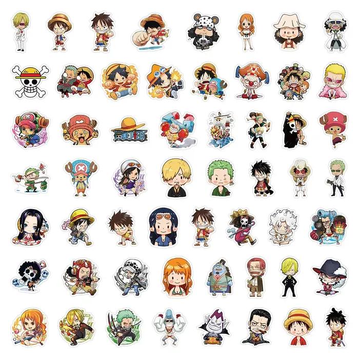 55 pièces une pièce mignon dessin animé autocollants bricolage Skateboard coque de téléphone ordinat