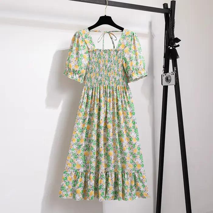 Robe d'été plissée en mousseline de soie pour femmes, tenue décontractée, plage, vacances, manches c