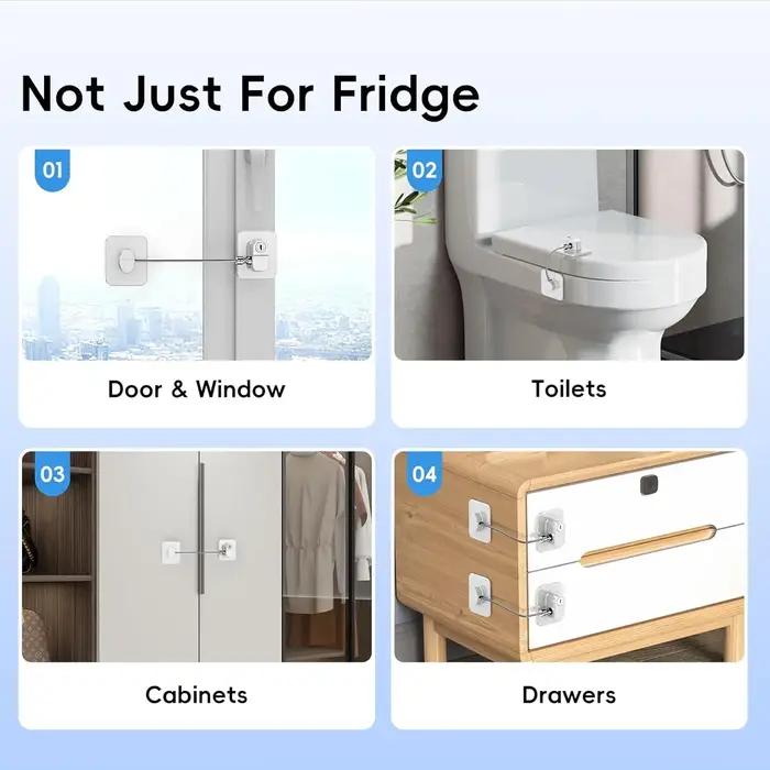 Serrures de porte de réfrigérateur verrou de sécurité enfant pour congélateur armoires tiroirs four à air chaud friteuse à air fenêtres sécurité maison protection famille biens précieux