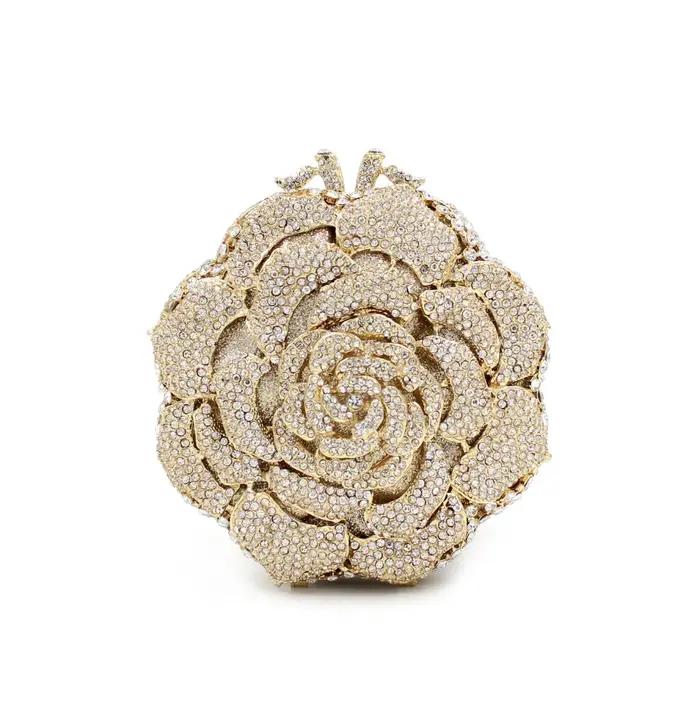 Élégant Rose mariage mariée sac à main strass sac femmes luxe brillant fête pochette sac à main conc
