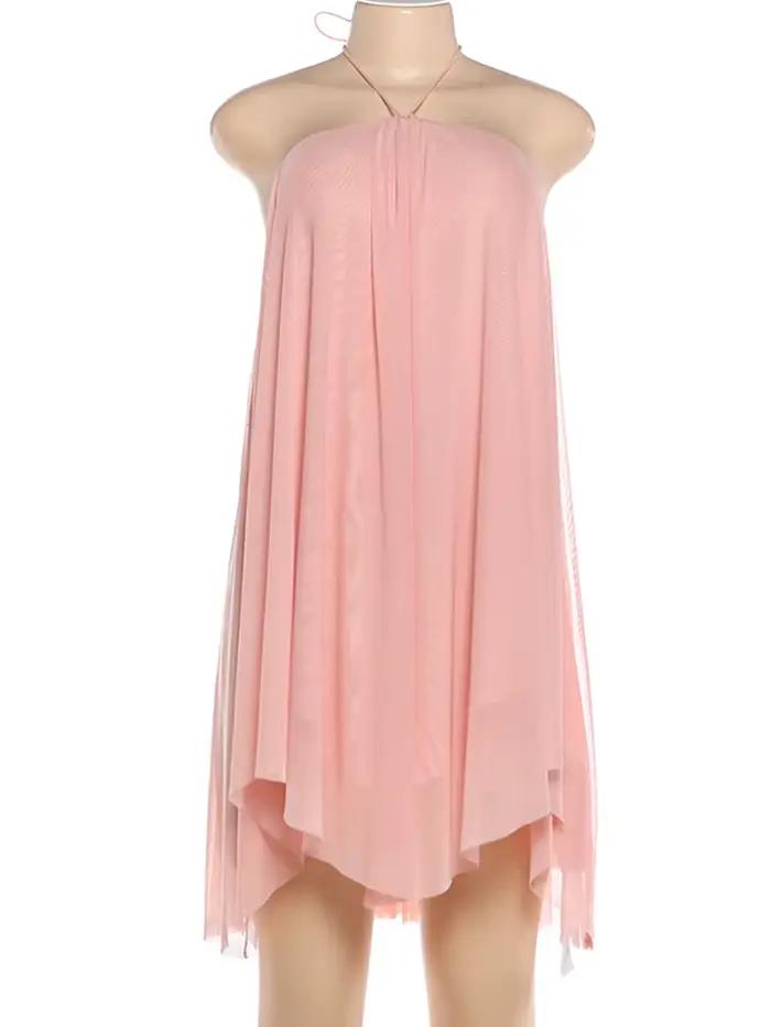 Sisterlinda – robe licou pour femmes, ourlet asymétrique, sans manches, dos nu, couleur unie, fête s