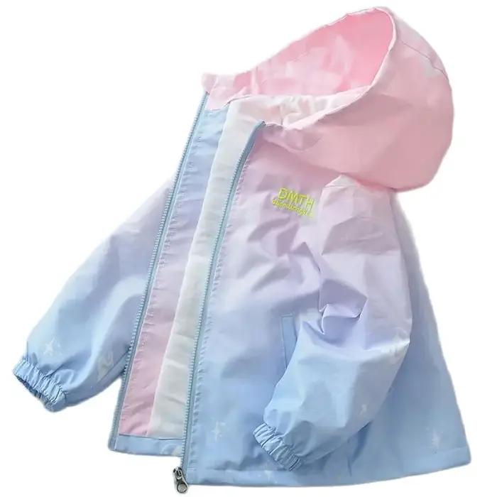 Veste coréenne dégradée à capuche pour filles et garçons, blazer coupe-vent doux printemps automne tendance