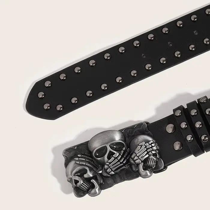 Nouvelles ceintures pour femmes de haute qualité marque de luxe Punk Goth Rivet noir jean unisexe ho