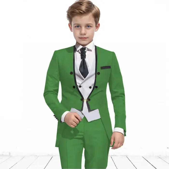 Costume formel pour garçon de 3 à 16 ans, manteau à fleurs avec pantalon, gilet pour spectacle, smok