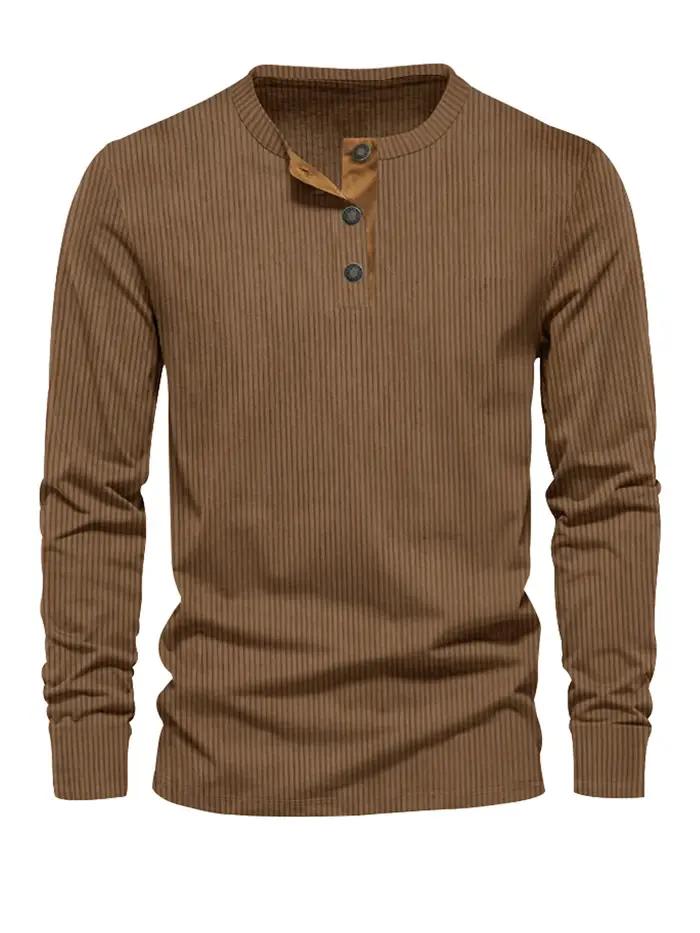 Nouveau T-shirt décontracté en velours côtelé pour homme, coupe slim, couleur unie, manches longues,