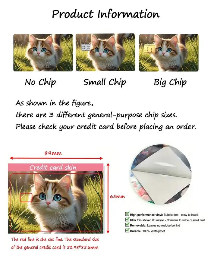 Autocollants pour cartes de crédit Cartoon Kawaii Chiikawas, autocollants mignons mats pour VISA, JC