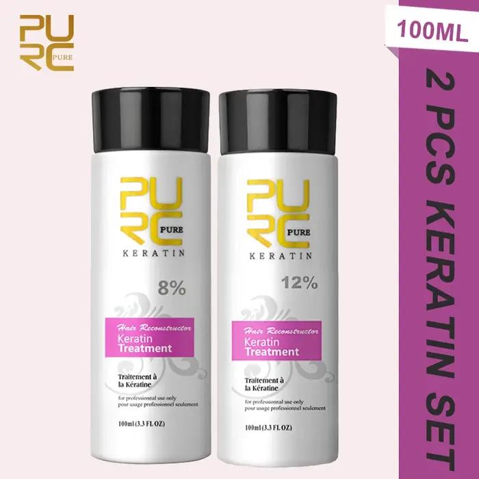 PURC 2 pièces kératine pour lisser les cheveux 0% 5% 8% 12% formaldéhyde traitement capillaire à la