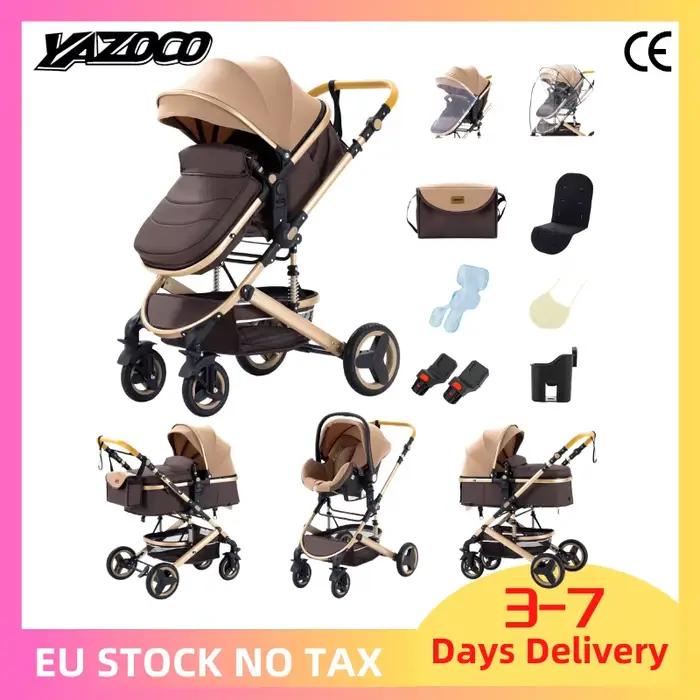 Poussette 3-en-1 Trio, poussette réversible avec cadre en aluminium et pliage en un clic pour bébé e