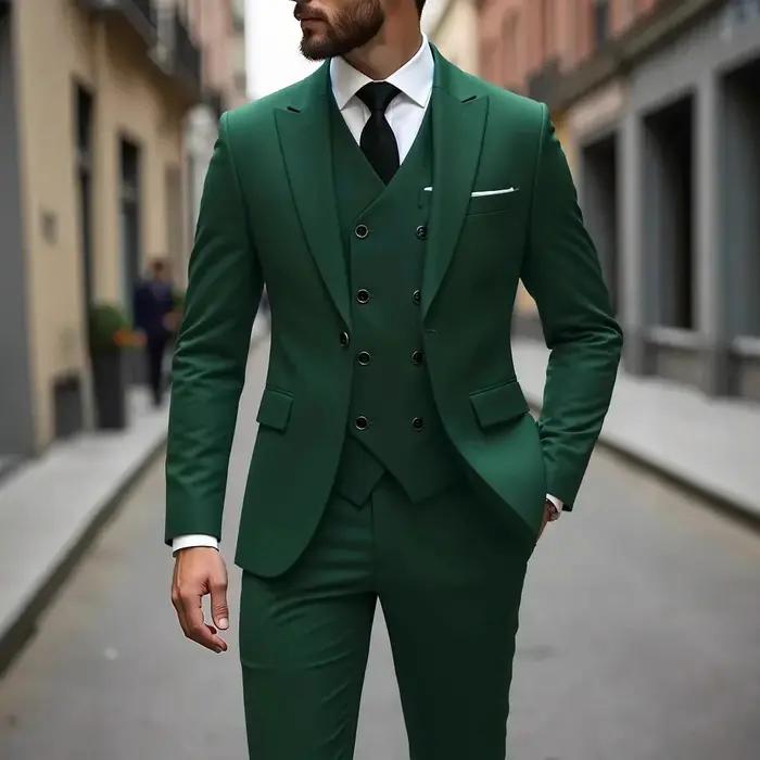 Costumes pour hommes gris foncé de haute qualité, coupe cintrée, simple boutonnage, revers, élégant,
