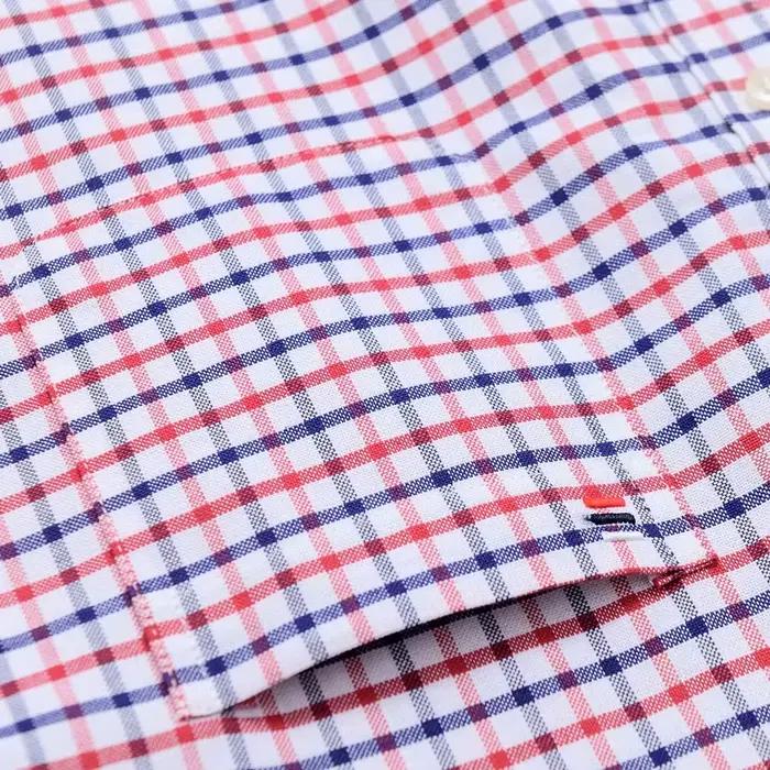 Chemises en coton Oxford à carreaux pour hommes, polyvalentes et décontractées, poche unique, manche