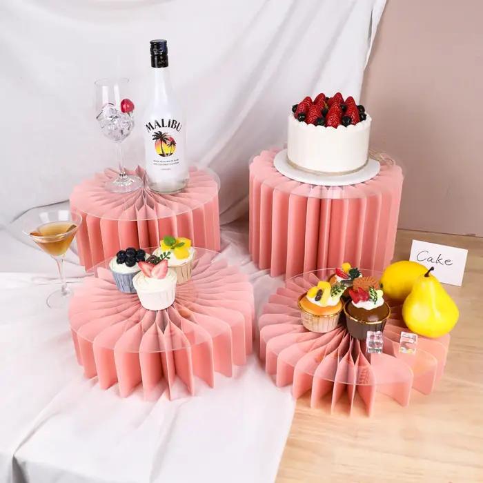 Support sur pied rond pliable en carton, colonnes, tables cylindriques pour fêtes, réception-cadeau