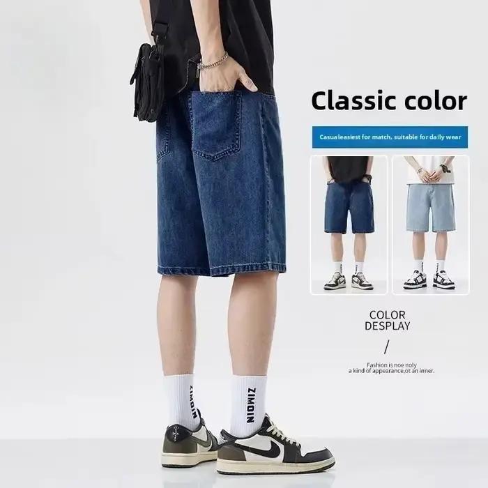 Été hommes nouveau jean décontracté Shorts en vrac coréen mi taille haute mode genou longueur Denim