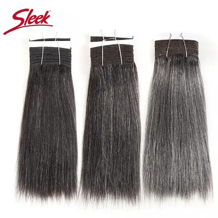 Cheveux élégants brésiliens Double tirage Remy cheveux humains armure courte Yaki droite # 44 # 34 #