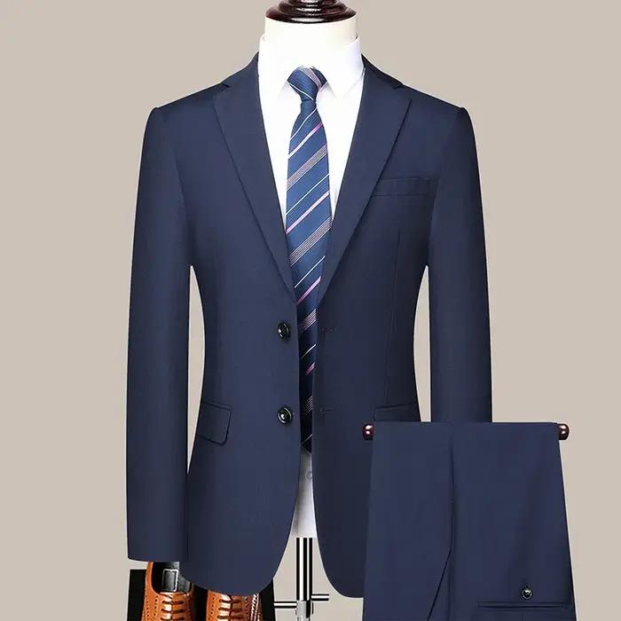 Costume (Blazer + Pantalon) Homme – Décontracté, Formel, Affaires, Élégant, Couleur Unie, Pour Toute