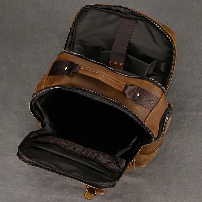 Sac à Dos Multifonction en Cuir Vintage pour Homme, Cartable d'École, Grand Voyage, Tendance