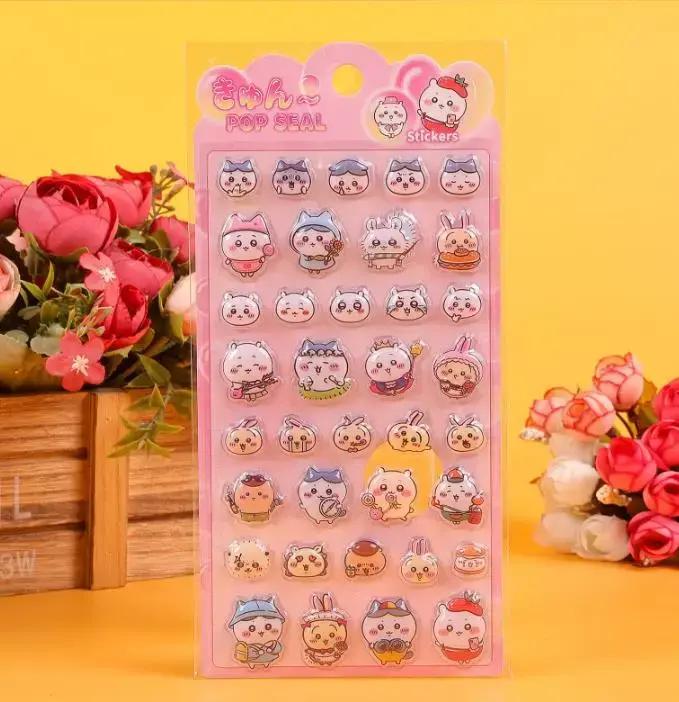 4/20 Autocollants Kawaii de dessins animés mignons, en relief 3D et à bulles, pour la décoration de