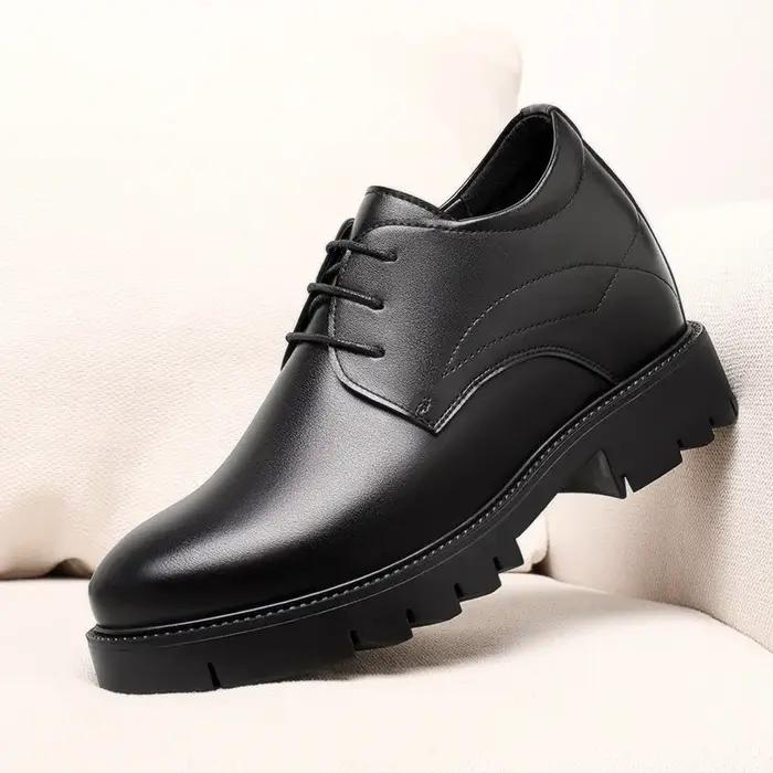 Chaussures pour hommes en cuir de vache augmentant la hauteur de 10cm, chaussures formelles à semell