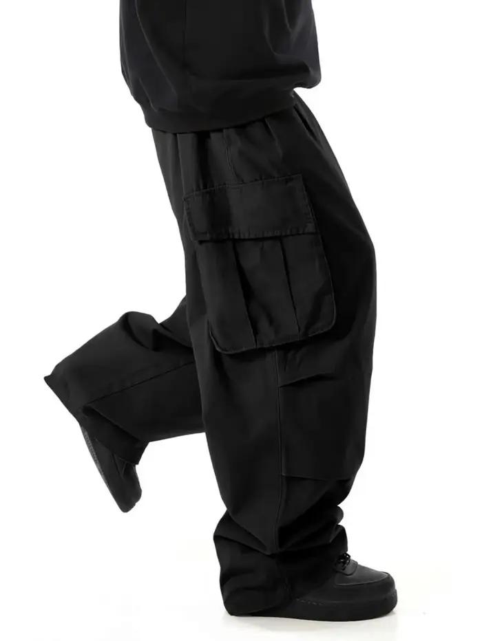 Pantalons de travail pour hommes grande taille, jambes larges, style streetwear, pantalons cargo ten