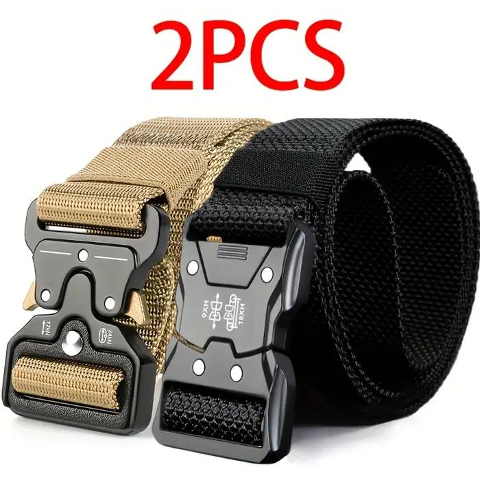 Ensemble de 2 pièces de nouvelle ceinture de taille pour hommes, ceinture décontractée à boucle à dé