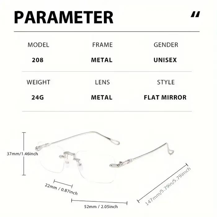 Lunettes rectangulaires sans monture pour femmes élégantes avec lunettes à monture métallique bloqua