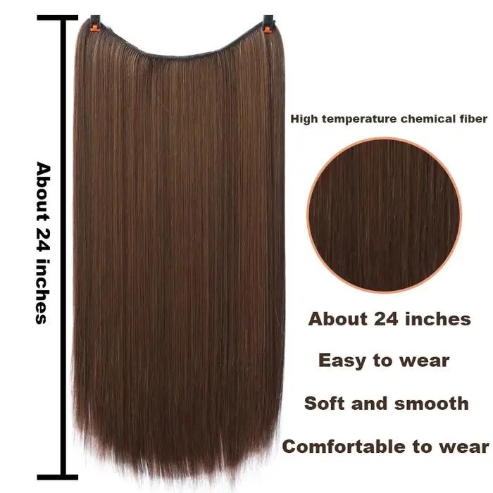 Extension de cheveux de ligne de poisson, longueur de la pièce (40cm, 50cm, 60cm), cheveux raides, c
